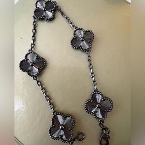 Fourleaf clover black warrior laser cut 5motif bracelet plated stainless steel